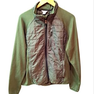 Orvis puff jacket army green long sleeve large soft shell full zip